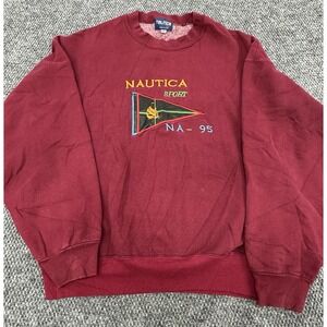 Vintage Nautica Sport Men's XXL (2XL) Crewneck Sweatshirt Maroon 90s USA